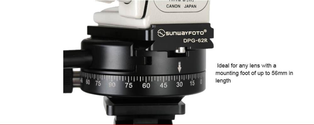  Sunwayfoto DPG-62R Snabbplatta 62mm Arca Swiss med kantstöd