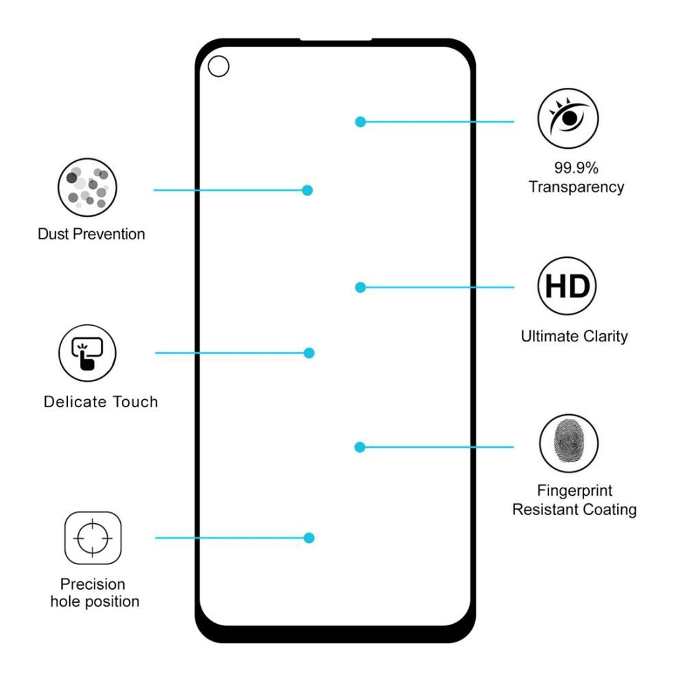  Skärmskydd med Svart ram för Samsung Galaxy A8s av härdat glas