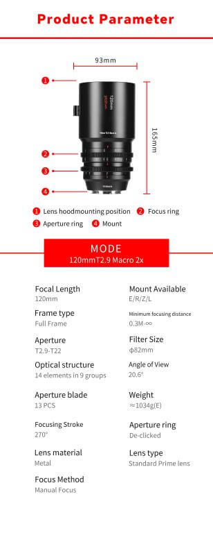  7Artisans 120mm T2.9 Makroobjektiv 2x FF för Leica L