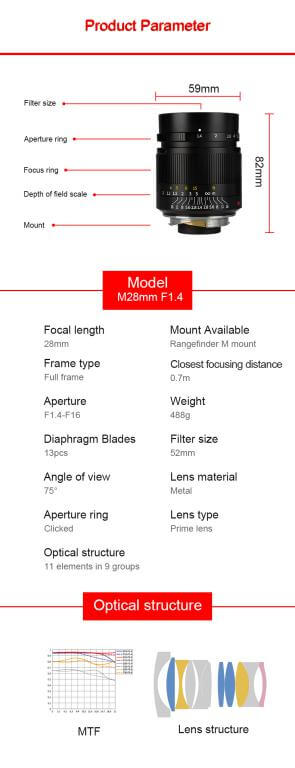  7Artisans 28mm f/1.4 objektiv ASPH for Leica M