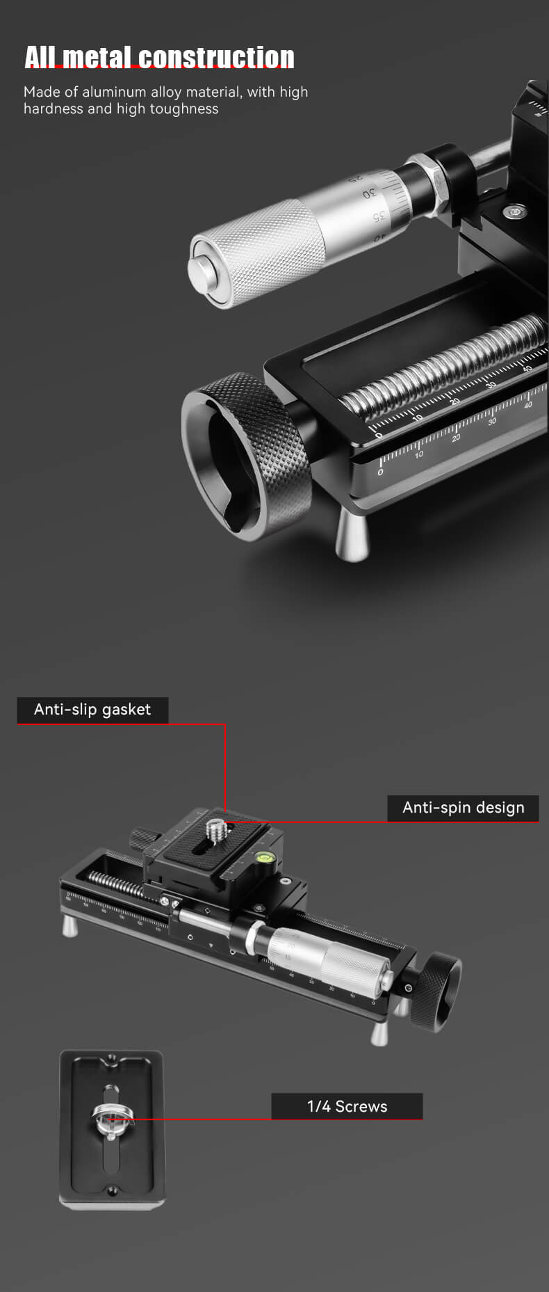  AstrHori AH-MGA170 Makrosläde med exakt Fokusjustering 0.05mm