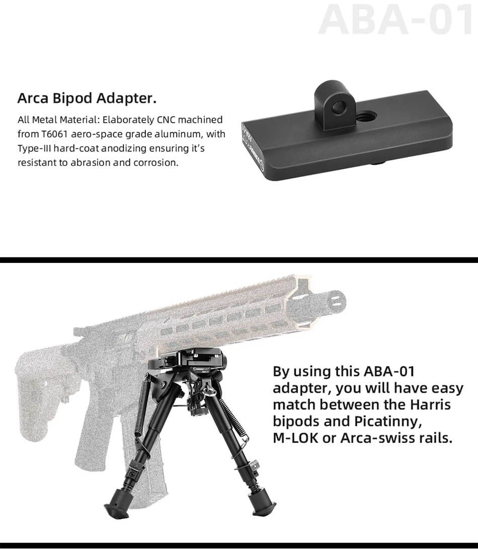  Sunwayfoto ABA-01 Harris Bipod-adapter till Arca Swiss klämma