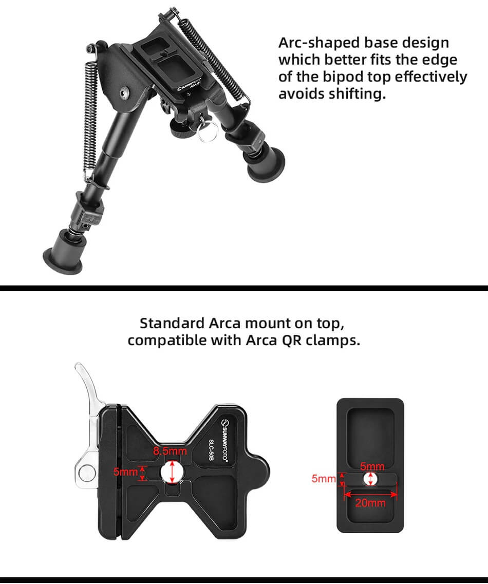  Sunwayfoto ABA-01 Harris Bipod-adapter till Arca Swiss klämma