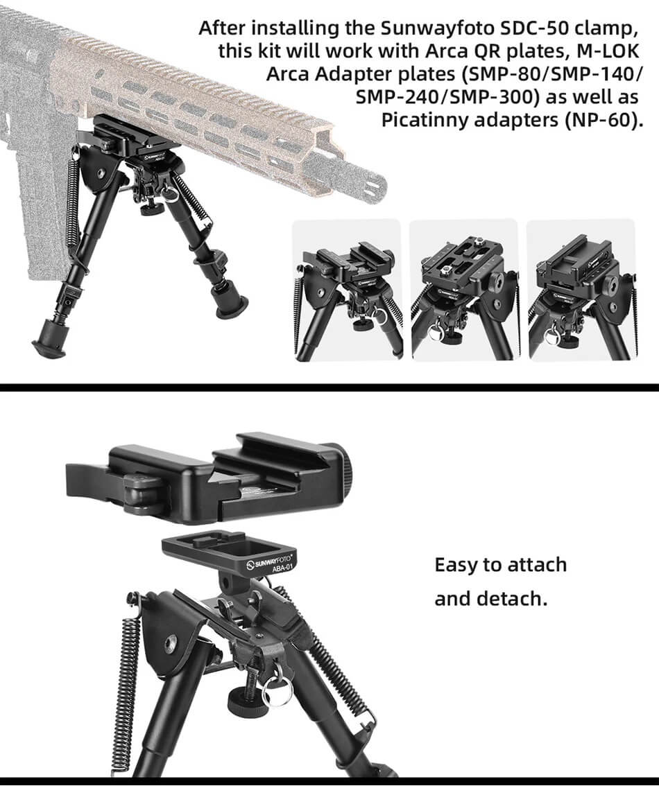  Sunwayfoto ABA-01 Harris Bipod-adapter till Arca Swiss klämma