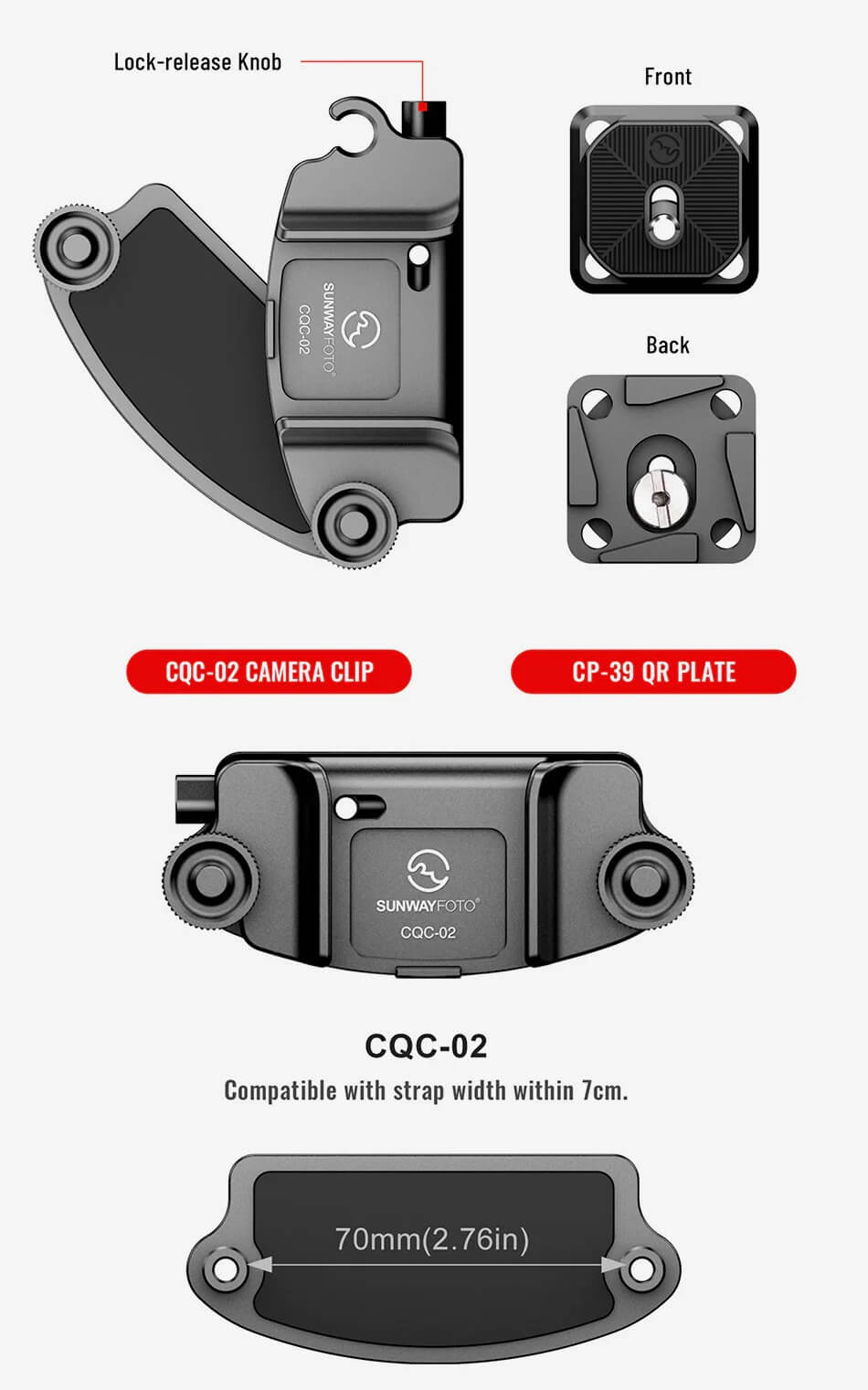  Sunwayfoto CQC-01 Kamerahölster med fäste & Arca platta