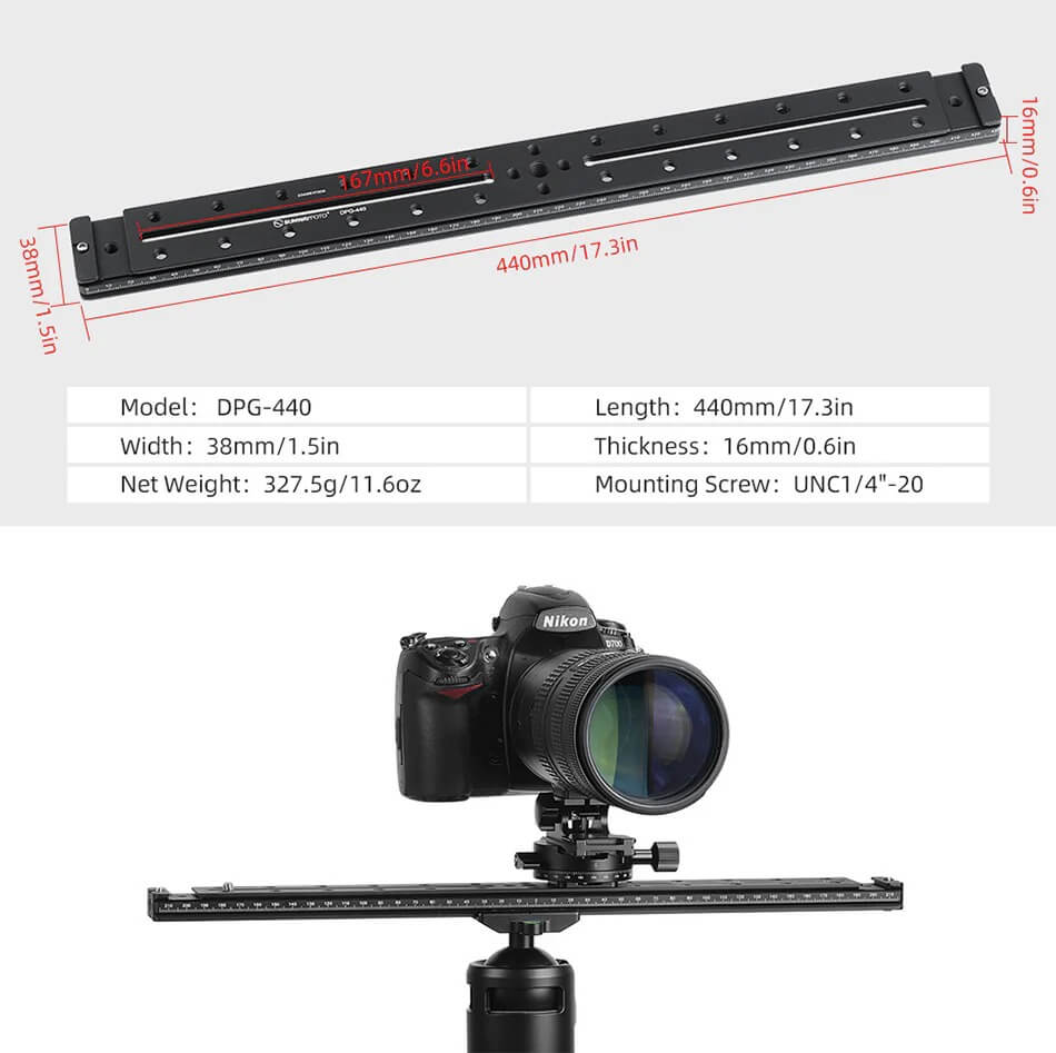  Sunwayfoto DPG-440 Skena 440mm med dovetail-spr