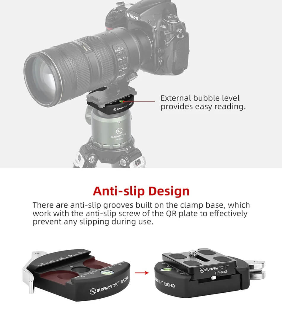  Sunwayfoto DRX-60 Snabbkopplingsfste 60mm fr Arca