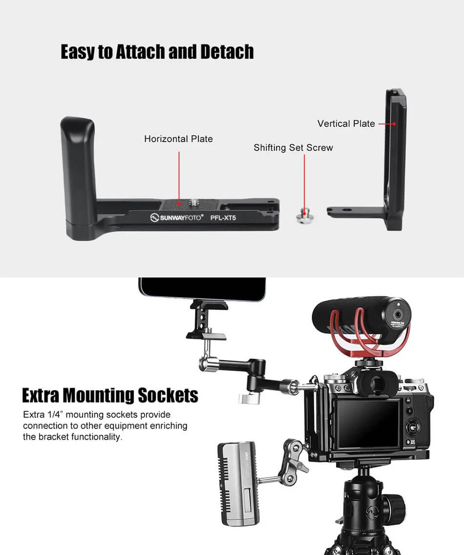  Sunwayfoto L-Bracket med handgrepp för Fujifilm X-T5