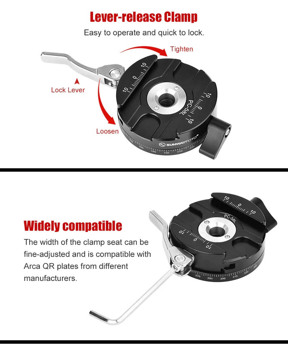  Sunwayfoto PC-58L Snabbkopplingsfste med Panorama 360 Arca