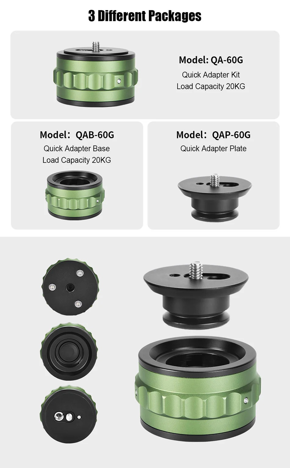  Sunwayfoto QA-60G 60mm Stabilisator QR-bas Snabbfste med 360 Rotation